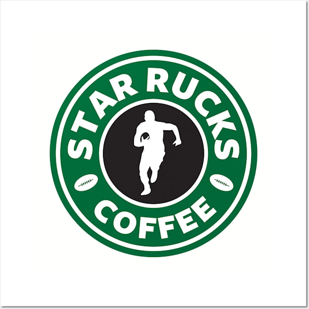 Starbucks Starrucks Coffee Rugby Running Logo Wall Art by Rebus28